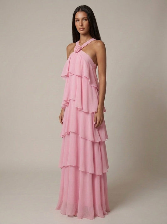 Vestido Maxi con Volantes de Flores