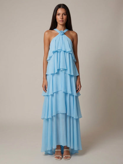 Vestido Maxi con Volantes de Flores