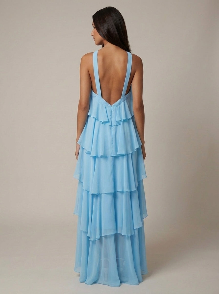 Vestido Maxi con Volantes de Flores