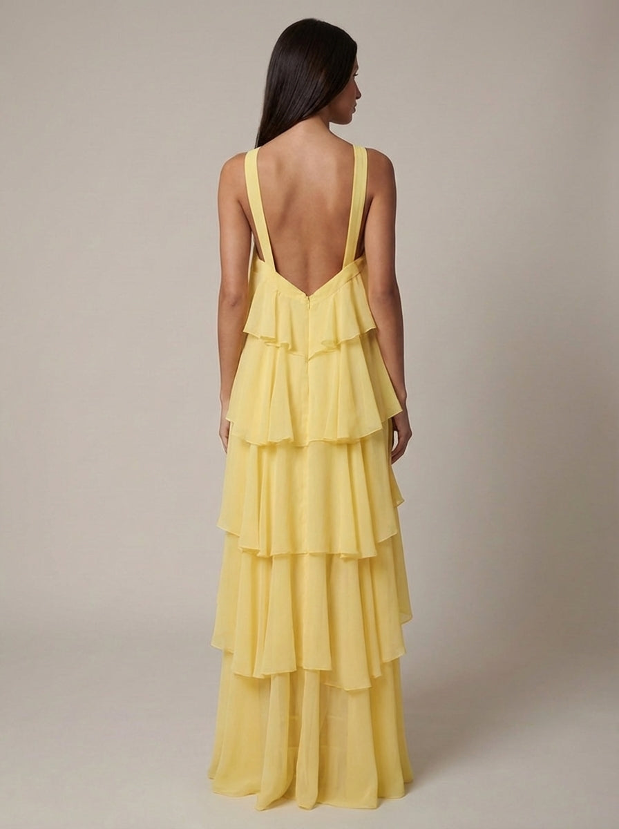 Vestido Maxi con Volantes de Flores