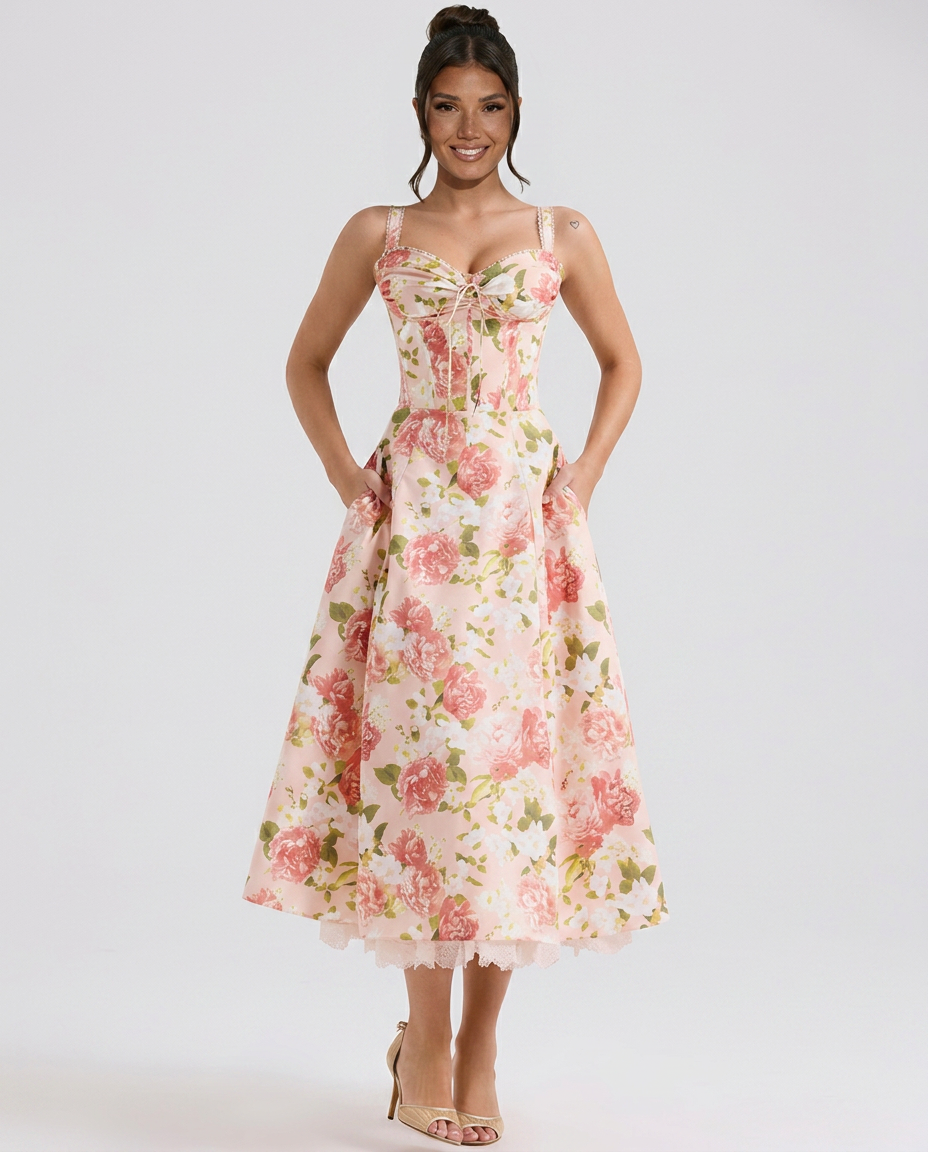Alberta • Midi Estampado con Cuerpo Ajustado