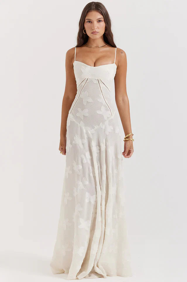 Flora • Vestido Maxi Floral con Espalda Concordada