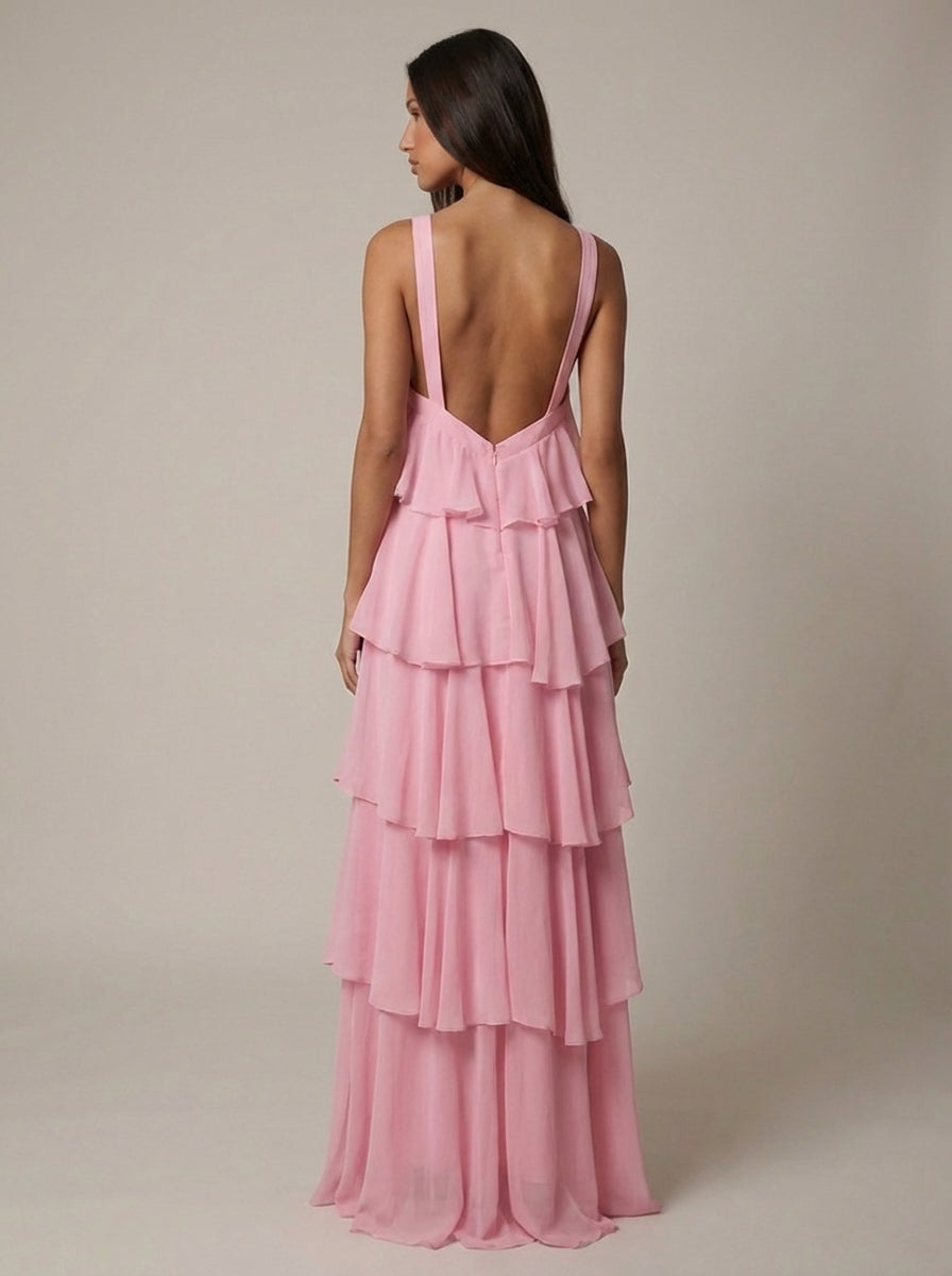 Vestido Maxi con Volantes de Flores